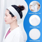 200 Pieces Disposable Spa Facial Headbands Individual Wrapped Elastic Makeup Headband with Adjustable Stretch Non-Woven Soft Skin Care Hair Band with Convenient Closure for Women