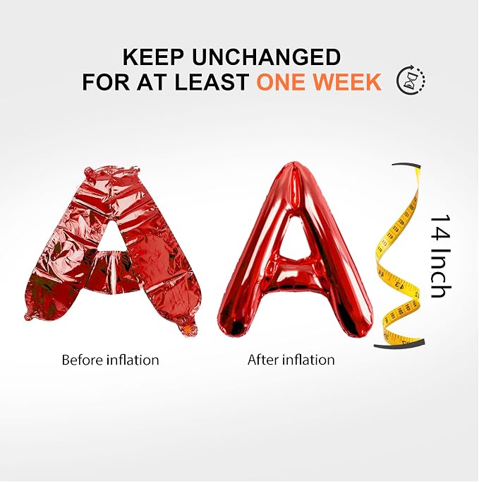 52 pcs Red Foil Letter Balloons - Image 4