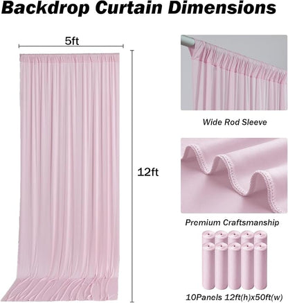 50x12 ft Light Pink Backdrop Curtains - Image 3