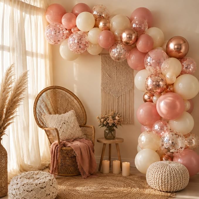 Dusty Pink Balloons, Blush Pink Balloons Cream White Balloon, Pearl Light Rose - Image 5