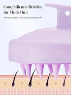HEETA Scalp Massager Hair Growth, Soft Silicone Scalp Scrubber Shampoo Brush for Exfoliation, Dandruff Removal & Head Massage Stress Relax, Wet & Dry Use for Thick, Thin Hair Care, Wheat Straw Purple