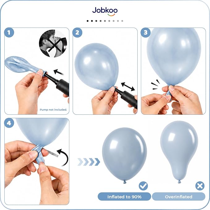 Jobkoo Pearl Dusty Blue Balloons, 12 Inch Slate Fog Pale Muted Blue Balloon | - Image 5