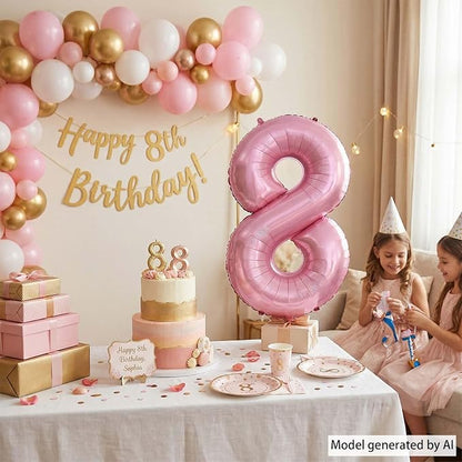 Pearlescent Pink Number 8 Balloon 40 Inch, Shiny Foil - Image 7
