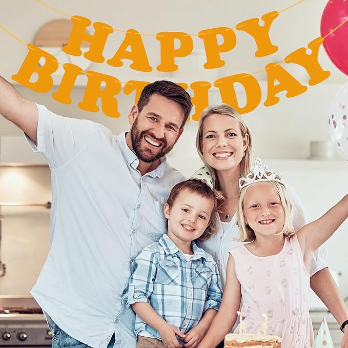 Orange Happy Birthday Banner Birthday Party Decorations Sign Birthday Backdrop - Image 5