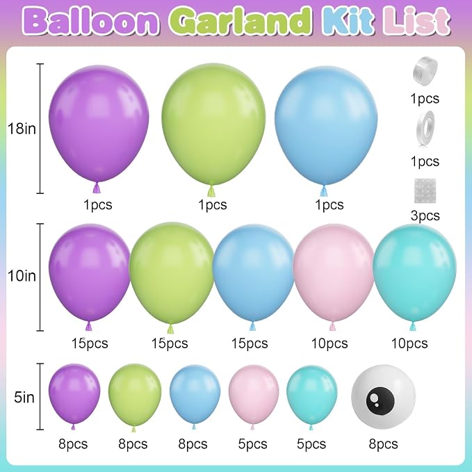 GRESATEK Monster Balloons Arch Garland Kit, Monster Cartoon Inc Balloons Party - Image 2