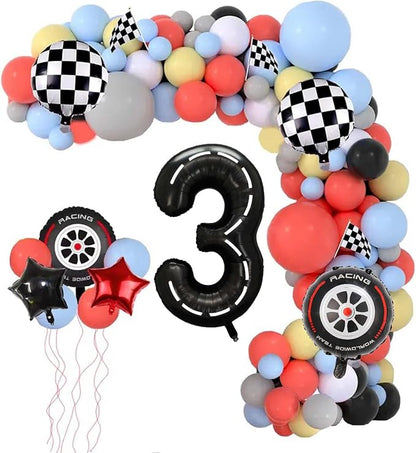 Race Car Balloons, 40 Inch Racetrack Number 3 Balloon, Big Number Balloons Black - Image 2
