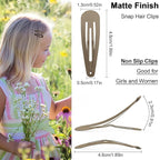 Snap Hair Clips for Women and Girls Water Drop Non Slip Hair Barrettes Matte Finished Metal Hair Clips Accessory Mixed Color 16 PCS 1.89"