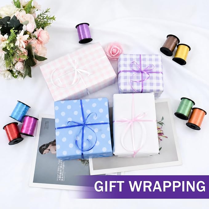 TONIFUL 12 Assorted Multicolor Curling Ribbon Balloon String Gift Wrapping | - Image 3