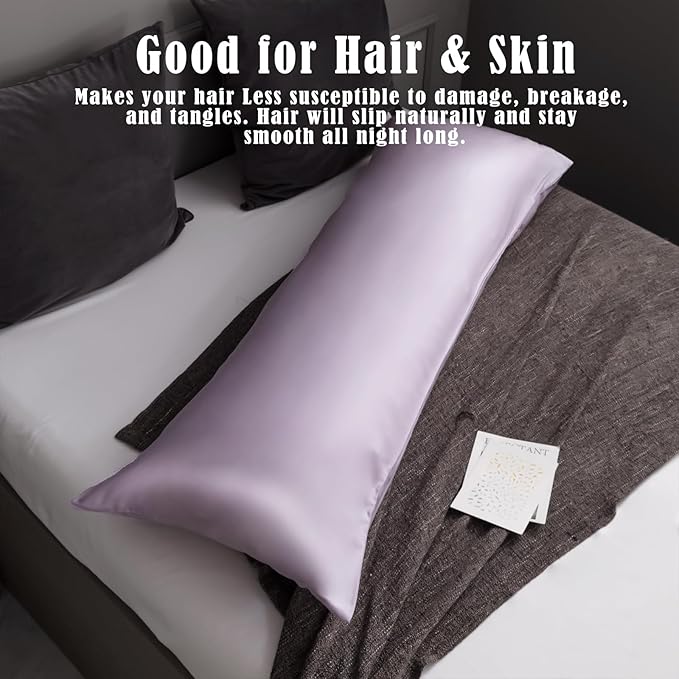 TELUS Body Cooling Pillow Case Cover, Bamboo Rayon & Lyocell Pillowcase with Zipper Closure, Breathable Pillow Case for Hot Sleepers and Night Sweats, 20x54 inches, Light Purple