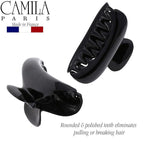 Camila Paris MP2 French Hair Clip for Women, Small Girls Hair Claw Jaw. Black, Fashion Durable and Styling Hair Accessories for Women, No Spring Grip Link System, Strong Hold No Slip, Made in France