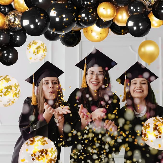 CANREVEL 120pcs Black and Gold Balloons Confetti Metallic Black Gold Latex - Image 9