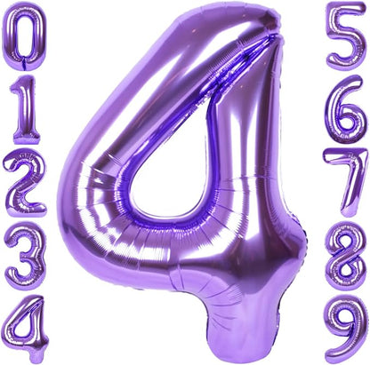RainbowQ Purple 4 Balloon Number 40 Inch 0-40 Foil Large Balloons | Big Mylar 4 by RainbowQParty
