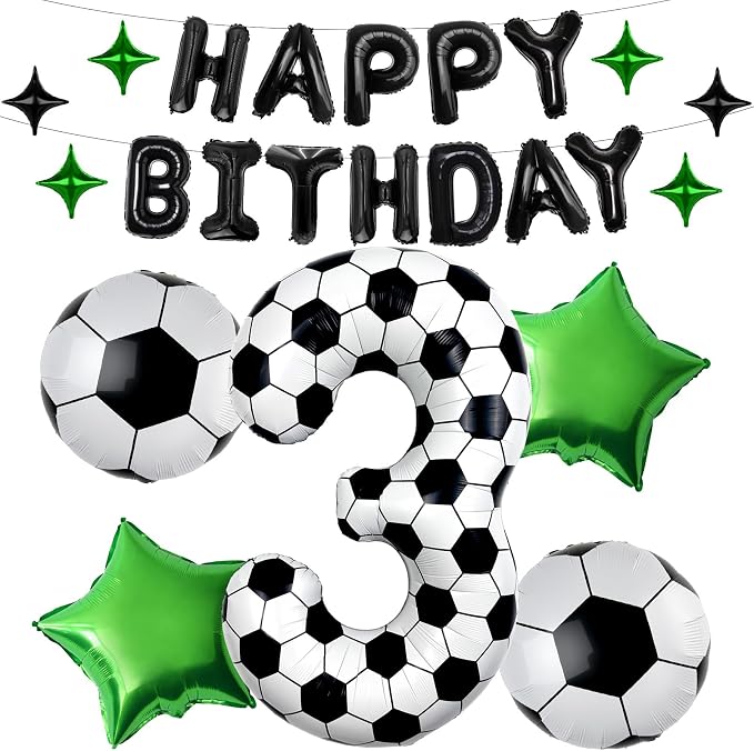 40 Inch Soccer Number 3 Balloon Set, Soccer Birthday Party Decorations | Sports by Unknown