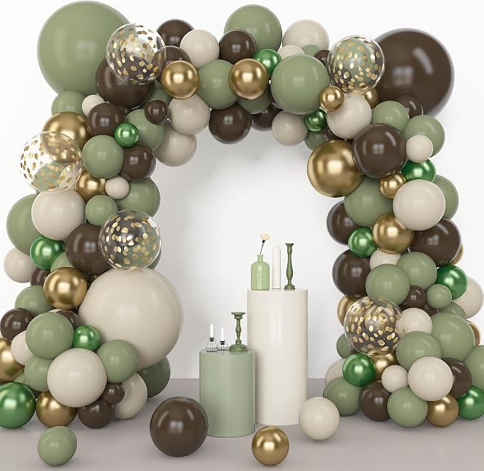 Amandir 153pcs Sage Green Brown Balloons Arch Garland Kit Different Sizes | 18 - Image 2