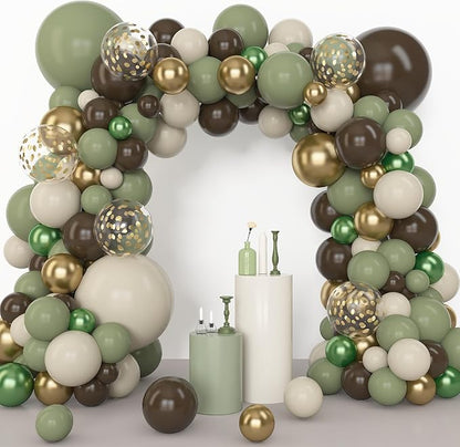 Amandir 153pcs Sage Green Brown Balloons Arch Garland Kit Different Sizes | 18 - Image 2