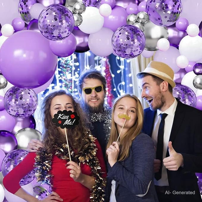 Purple Balloons Garland Arch Kit, Party | Lavender Pastel Purple Metallic - Image 7