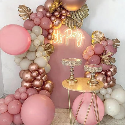 Jobkoo Dusty Blush Pink Balloons, Retro Pink Metallic Chrome Rose Gold Confetti - Image 4