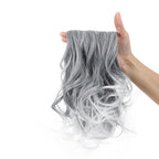 Claw Clip Ponytail Extension 18" Clip in Wavy Ponytail Hair Extensions Long Pony Tails for Women Extensions Black to White Wave Hairpiece