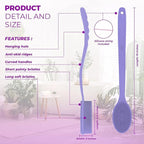 Silver Infused Long Handle Back Scrubber - 19 inch Premium Extended Reach Body Brush - Avilana Advanced Material Bath Tool Easy Grip - Luxury Body Wash Brush Gift