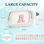 YOOLIFE Initial Birthday Gifts for Girls Kids Toiletry Bag Clear Makeup Bag Preppy Cosmetic Bag Birthday Gifts for 7 8 9 10 11 12 13 Year Old Girls Christmas Stocking Stuffers White S