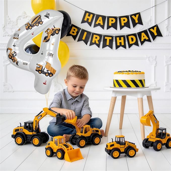 Construction Number 5 Balloon 40 Inch | White Foil Balloon - Image 5