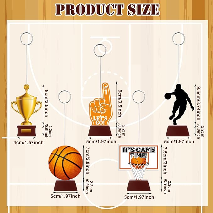 RattanView 5 Pcs Basketball Themed Party Decorations Photo Holders Balloon - Image 2