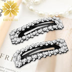Rhinestone and Crystal Hair Clips 2-Pack, Sparkly Barrettes & Elegant Bling Accessories for Women & Girls(Set21)