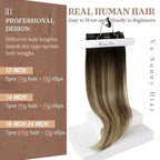 Ve Sunny Clip in Hair Extensions Black Ombre Hair Extensions Clip ins Black Balayage Brown with Caramel Blonde Human Hair Clip in Extensions for Women 14Inch 100g