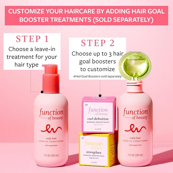 FUNCTION OF BEAUTY Leave In Conditioner for Curly Hair, 7 oz - Sulfate Free Conditioner with Mango Butter Hydrates, De-Frizzes and Defines Curls