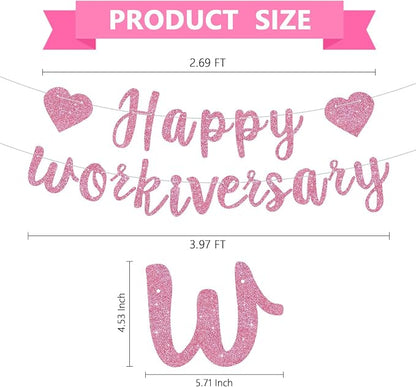 Pink Glitter Happy Workiversary Banner - Image 3