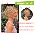 KooKaStyle Ponytail Extension, 10" Short Claw Clip in Pony Tails Hair Extensions Curly Wavy Synthetic Drawstring Hairpieces for Women Honey Blonde with Ash Blonde Highlights