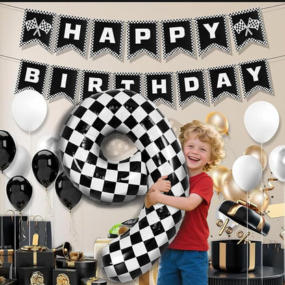 40 Inch Checkered Number Balloon - Image 3