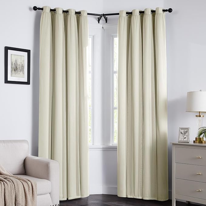 100% Blackout Curtains for Bedroom, Double Layer Beige Curtains, Room Darkening - Image 8