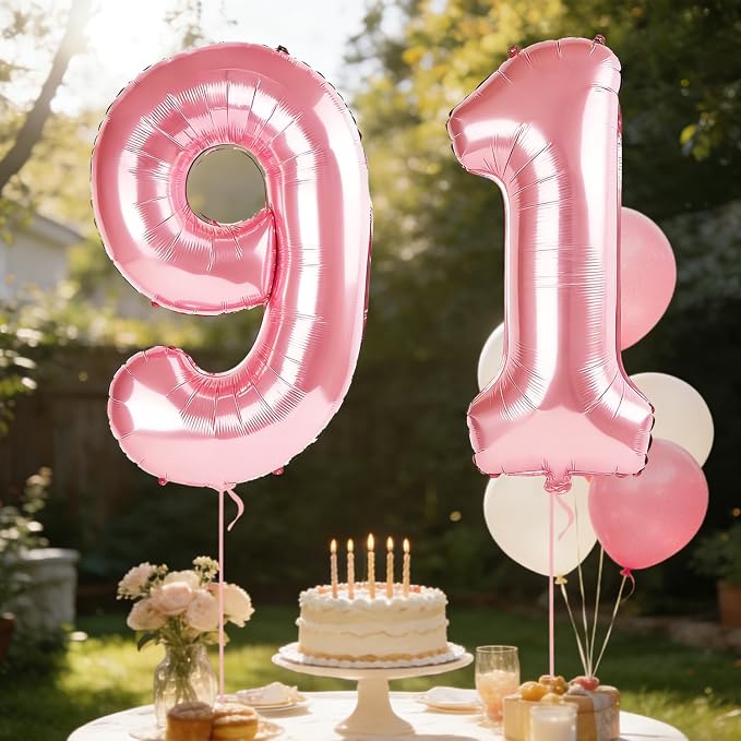 40 Inch Number 91 Balloons for 91st Birthday Party Decorations, 0-100 Jewelry - Image 3