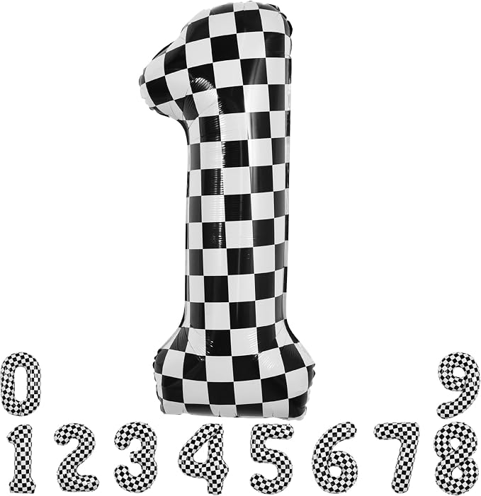 TONIFUL 40 Inch Large Checkered Number 1 Balloon 1st Birthday Decorations | 1st by TONIFUL