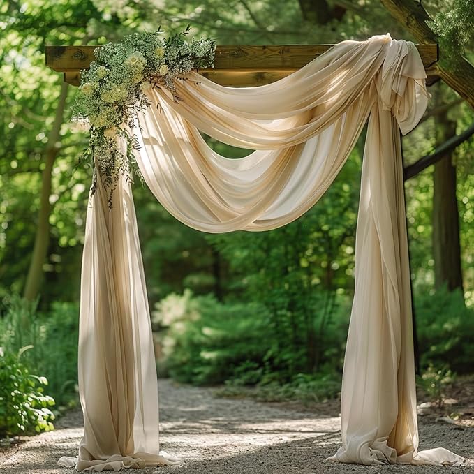 Wedding Arch Draping Fabric Backdrop Drapes 28.7" x 20FT, Champagne | Sheer - Image 5