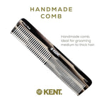 Kent 16T G Black Graphite Fine and Wide Tooth for Daily Grooming,Handmade Styling Comb for All Hair Types,Wet or Dry Hair Detangling Comb for Men and Women,Saw Cut Hand Polished,Made in England