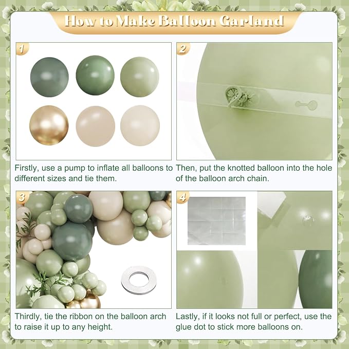 Sage Green Balloon Arch Kit for Wild One Woodland Party Decorations | Green - Image 4