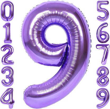 RainbowQ Purple 9 Balloon Number 40 Inch 0-40 Foil Large Balloons | Big Mylar 9 by RainbowQParty