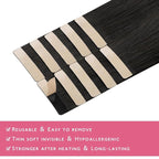 WENNALIFE Tape in Hair Extensions Human Hair Natural Black Tape in Extensions, 10pcs 30g 22 inch Remy Invisible Tape Ins Straight Colored Soft Real Human Hair Tape in Extensions Refill Set Extensions