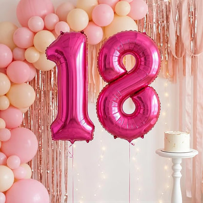 40 Inch Hot Pink Number 8 Balloon, Giant Number Balloons, Birthday Decor | - Image 5