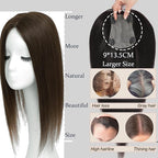 Hair Toppers for Women Real Human Hair, 360° 3D Human with Thinning Upgrade Middle Part Clip in Bangs Topper Hair Pieces for Women Daily(Mocha Brown, 18 Inch-3D-Side)