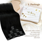 Ve Sunny Clip in Human Hair Extensions Black Clip in Hair Extensions Double Weft Clip ins Real Hair Extensions for Women 20 Inch 7Pcs 120g