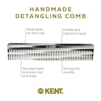 Kent 92T Black Graphite Wide Tooth Women’s Detangler Comb for Curly, Wavy, and Thick Hair – Ideal for Use on Wet Hair – Gentle, Shower Comb for – Anti-Static, Smooth - Styling Tool by Kent
