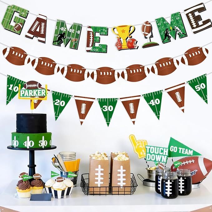 Game Time Football Banners Rugby Party Banner Sign Garlands Triangle Flags - Image 8