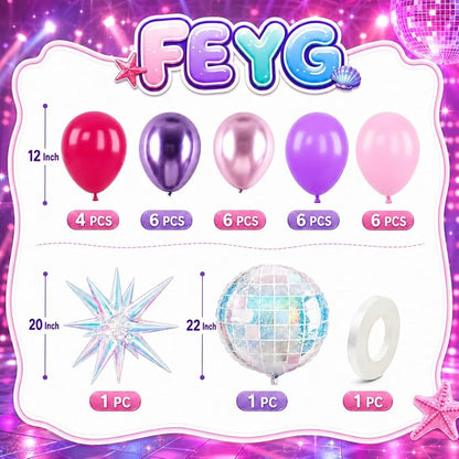 Pink Purple Balloons for Girls Party Decor | 12 Inch Pink Purple Balloons - Image 2