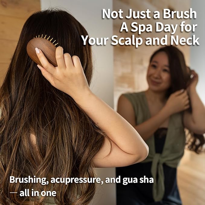 Uffy Acubrusher – 24K Gold-Plated Gua Sha Hair Brush - Ergonomic Scalp Massager for Dandruff & Hair Growth, Suitable for All Hair Types - Ideal Gift for Mom in Turquoise Blue