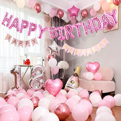 CANREVEL Happy Birthday Banner Decorations + 12Pcs Heart Balloons, - Image 5