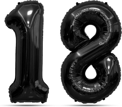 Black Number Balloons 18 Balloon Numbers 18th Number Balloon Foil Mylar Party by STARKET