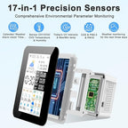 Air Quality Monitor Indoor 17-Parameter with APP Control Real-Time Display for CO2 PM2.5 PM10 Temperature Humidity 4 Sensors Alerts and Protection for Baby Rooms